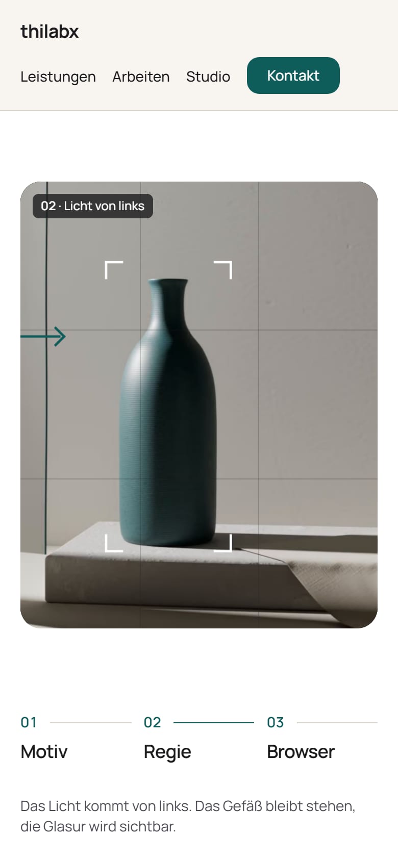Recording of this site with motion: the vessel large in one image, with the direction marks. Below it the three stages, the second one highlighted.
